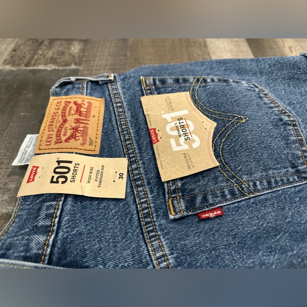 Levi's Women's Dark Blue 501 Jean Shorts - Picture 5 of 5